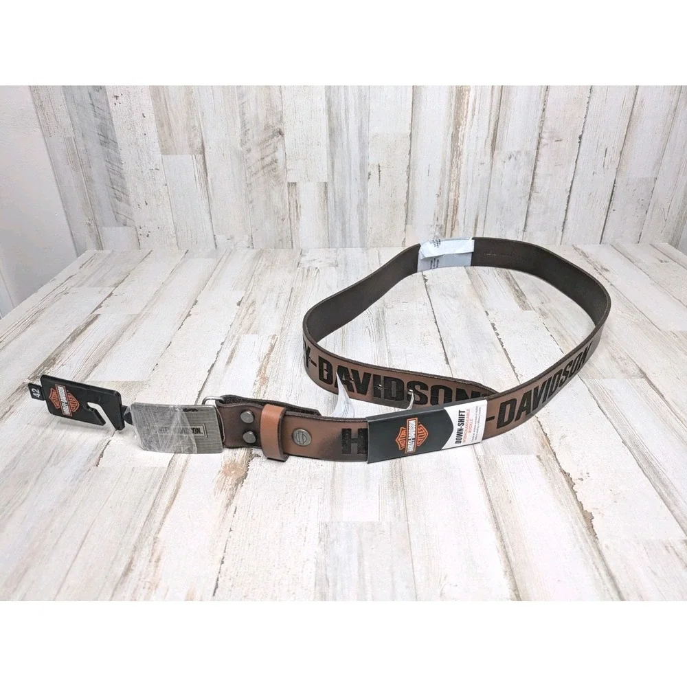 Harley Davidson Down-Shift Interchangeable Buckle Brown Leather Size 42 New